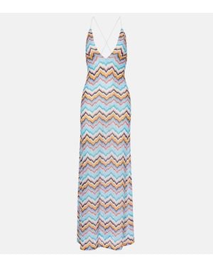 Missoni Zigzag Halterneck Maxi Dress - Blue