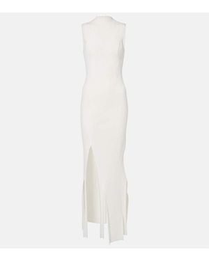 Victoria Beckham Pleated Ribbed-Knit Gown - White