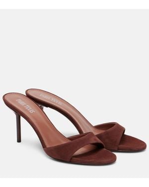 Paris Texas Pantoletten Lidia Aus Veloursleder - Braun