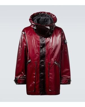 Stone Island Parka Prismatico En Mezcla De Algodon Revestido - Rojo