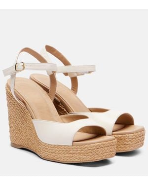 Souliers Martinez Summer Leather Espadrille Wedges - Metallic