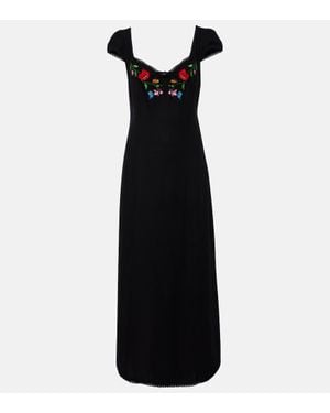 RIXO London Tahlee Floral-Embroidered Maxi Dress - Black