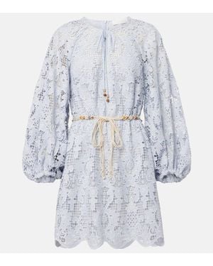 Zimmermann Belted Lace Minidress - Blue