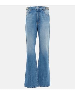 Rabanne Embellished High-Rise Bootcut Jeans - Blue