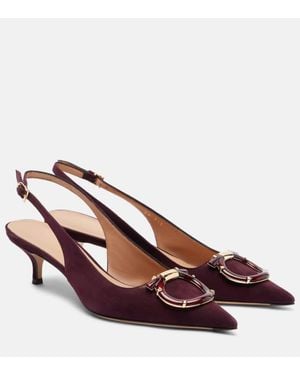 Ferragamo Slingback-Pumps Sara 40 Gancini Aus Veloursleder - Braun