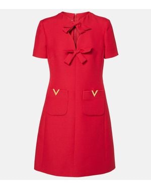 Valentino Crepe Couture Bow-Detail Minidress - Red