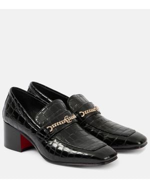 Christian Louboutin Mj Moc Croc-Effect Leather Loafers - Black