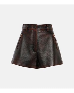 Miu Miu Shorts Aus Leder - Braun