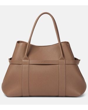 Loro Piana Ghiera Large Leather Shopper - Brown