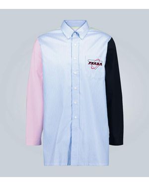 Prada CAMICIA LOGO IN COTONE OXFORD - Blu