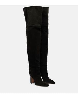 Paris Texas Lavinia Suede Over-The-Knee Boots - Black