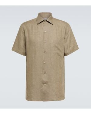 Loro Piana Andre Linen Bowling Shirt - Natural