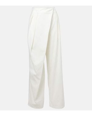 Loewe High-Rise Cotton Twill Wide-Leg Trousers - White