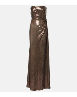Alex Perry Abito Lungo Con Paillettes - Marrone