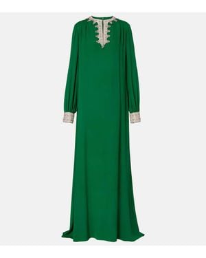 Valentino Embellished Silk Georgette Gown - Green