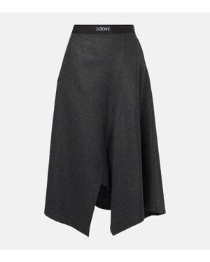 Loewe Gonna Midi Asimmetrica - Nero