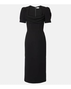 Rebecca Vallance Elora Balloon-Sleeve Midi Dress - Black