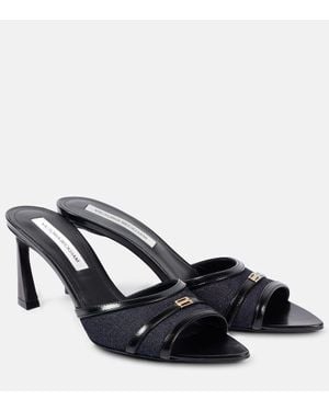 Victoria Beckham Leather-Trimmed Denim Mules - Black