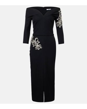 Safiyaa Abito Midi Linda Con Cristalli - Nero