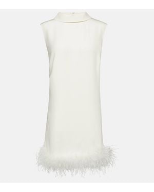 RIXO London Bridal Candice Feather-Trimmed Silk Minidress - White