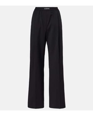 Loewe Gerade Mid-Rise-Hose Aus Wolle - Blau