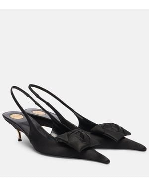 Saint Laurent Dakota 50 Crepe Satin Slingback Pumps - Black