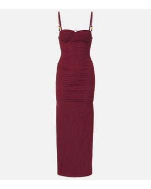 Sir. The Label Toni Ruched Mesh Maxi Dress - Red