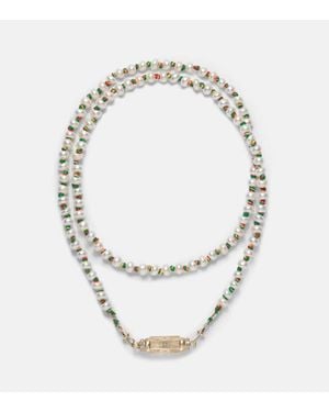 Marie Lichtenberg Halskette Baby Locket Mit 14Kt Gelbgold, Diamanten Und Suesswasserperlen - Mettallic
