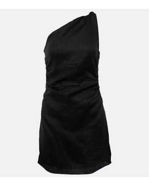 Faithfull the Brand Marga Gathered Linen Minidress - Black