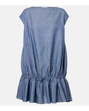 Alaïa Minikleid Aus Chambray - Blau