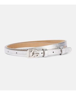 Dolce & Gabbana Ceinture Dg De 10 Mm En Cuir Metallise - Neutre