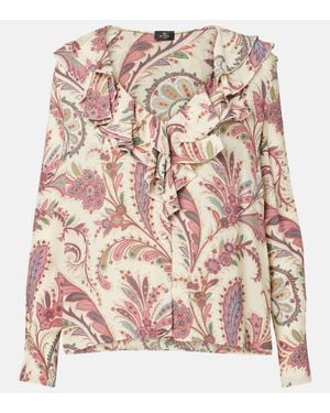 Etro Blusa Con Stampa E Volant - Rosa