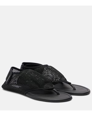 Alaïa Fishnet Thong Sandals - Black