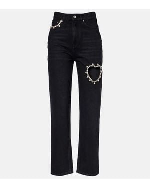 Area Crystal-Embellished Wide-Leg Jeans - Blue