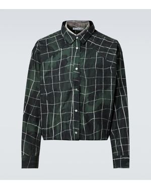 Acne Studios Checked Layered Cotton Poplin Shirt - Green