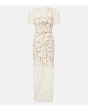 Self-Portrait Embellished Lace-Trimmed Cocktail Dress - White