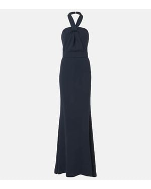Elie Saab Halterneck Cady Gown - Blue