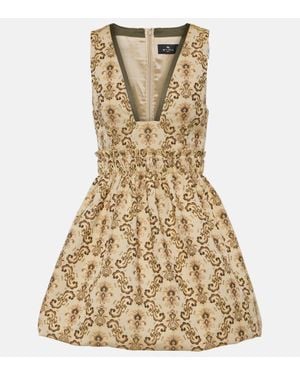 Etro Minikleid Aus Jacquard - Mettallic