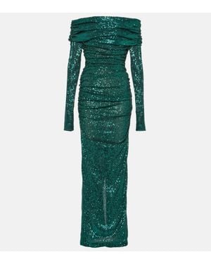 Dolce & Gabbana Off-Shoulder Sequined Gown - Green