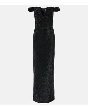 Roland Mouret Crystal-Embellished Off-Shoulder Gown - Black
