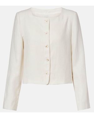Posse Emma Cropped Linen Jacket - White