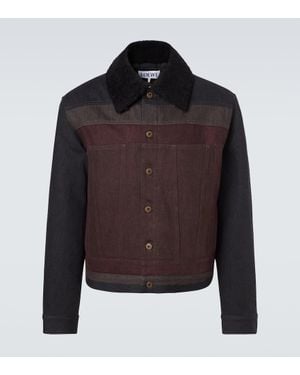 Loewe Giacca Blouson Di Jeans Con Shearling - Nero