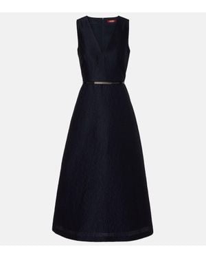 Max Mara Midikleid Lyon Aus Cloque - Blau