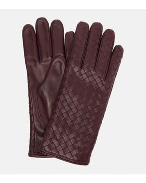 Bottega Veneta Intrecciato Leather Gloves - Purple