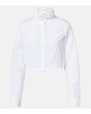 Alaïa Cropped-Hemd Aus Baumwollpopeline - Weiß