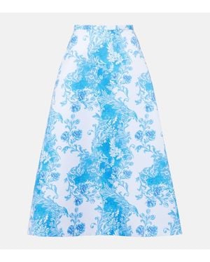 Emilia Wickstead Hallie Floral Taffeta Maxi Skirt - Blue