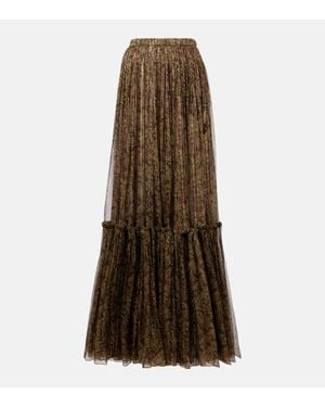 Saint Laurent Maxirock Aus Einem Seidengemisch - Braun