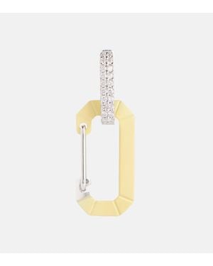Eera Arete Unico Chiara Small De Oro Blanco De 18 Ct Y Diamantes - Metálico