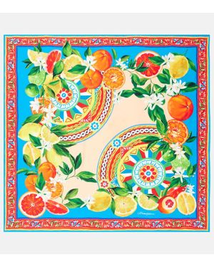 Dolce & Gabbana Bedrucktes Tuch Aus Seiden-Twill - Blau