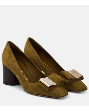 Ferragamo Pumps Double Bow - Marrone